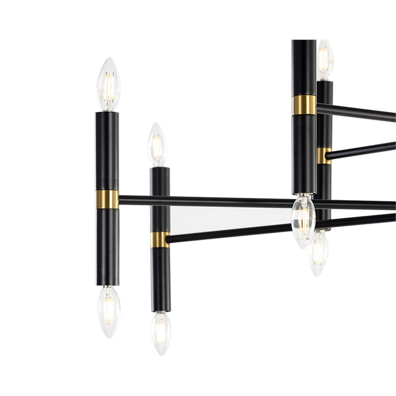 Sunpan Briggs 16-light Modern Metal Chandelier with Bronze Hardware in Black
