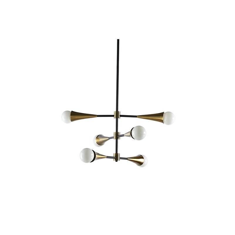 Sunpan Elza 6-light Modern Metal Chandelier with Three Adjustable Arms in Gold
