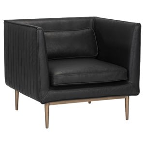 Sunpan Batavia 17.25&quot Modern Faux Leather Armchair in Vintage Black