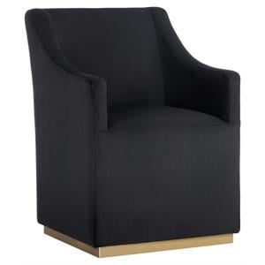Sunpan Zane 18.5&quot Modern Fabric Wheeled Lounge Chair in Abbington Black