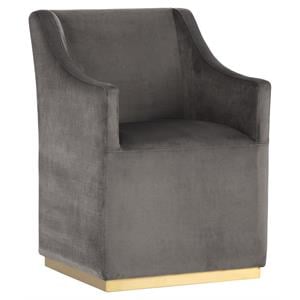 Sunpan Zane 18.5&quot Modern Fabric Wheeled Lounge Chair in Gray