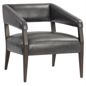 Sunpan Carlyle 18&quot Modern Leather Lounge Chair in Brentwood Charcoal