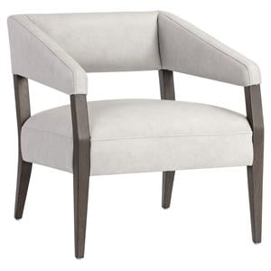 Sunpan Carlyle 18&quot Modern Leather Lounge Chair in Saloon Light Gray