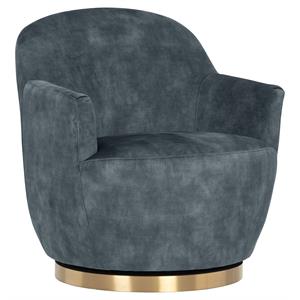 Sunpan Casey 19.75&quot Modern Fabric Swivel Lounge Chair in Blue