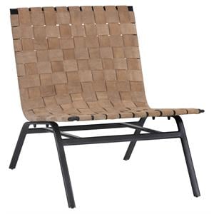 Sunpan Omari 14.75&quot Modern Leather Lounge Chair in Black/Light Tan