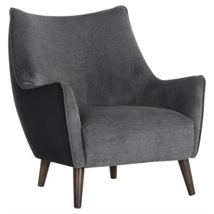 Sunpan Sorrel 15.5&quot Mid-Century Fabric Lounge Chair in Gray/Abbington Black