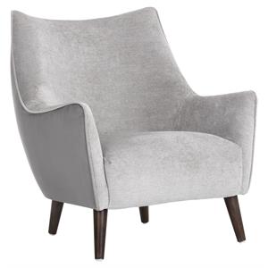 Sunpan Sorrel 15.5&quot Mid-Century Fabric Lounge Chair in Polo Club Stone/Charcoal