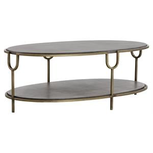 Sunpan Arya 51&quot Contemporary Metal Coffee Table with Brass Iron Frame in Brass
