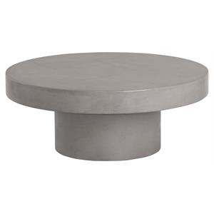 Sunpan Brando 36&quot Round Modern Concrete Coffee Table in Gray