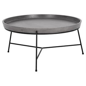 Sunpan Remy 31.75&quot Modern Metal Coffee Table with Tray-like Top in Black/Gray