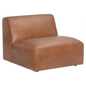 Sunpan Watson 17&quot Modern Leather Modular Armless Chair in Brown