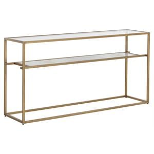 Sunpan Mercury 59&quot Rectangular Modern Metal Console Table in Gold
