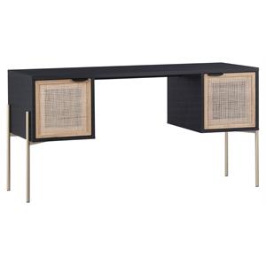 Sunpan Avida 61&quot Modern Wood Desk with Wow-worthy Patterns in Black/Gold