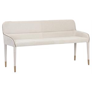 Sunpan Cortland 19.5&quot Modern Fabric Banquette in Cream/Brushed Gold