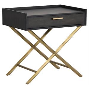 Sunpan Tanana 23.5&quot Modern Metal End Table with Tray Top in Brass