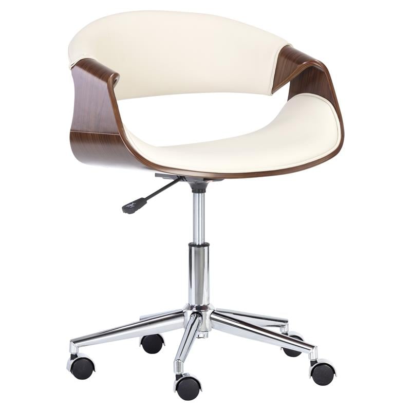 Sunpan Philo 17 5 22 Mid Century, Cream Office Chair Faux Leather