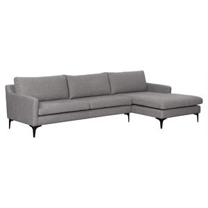 Sunpan Andie 18&quot Modern Fabric Sofa Chaise with Steel Legs in Davis Dark Gray