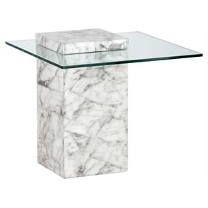 Sunpan Gail 21.5&quot Square Modern Tempered Glass End Table in Clear
