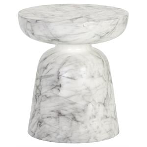 Sunpan Lucida 18&quot Round-shaped Modern Concrete End Table in White
