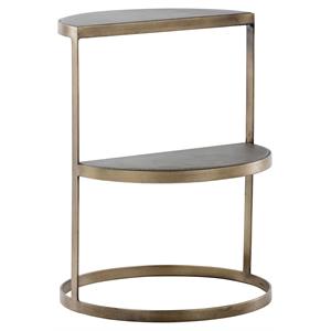 Sunpan Luna 18&quot Modern Metal End Table with Antique Brass Frame in Gray