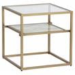 Sunpan Mercury 21.75&quot Square Modern Metal End Table in Gold/Clear