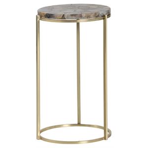 Sunpan Tillie 12.5&quot Modern Metal End Table in Brass/Natural Agate Stone