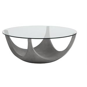 Sunpan Lia 39&quot Modern Concrete and Tempered Glass Coffee Table in Gray