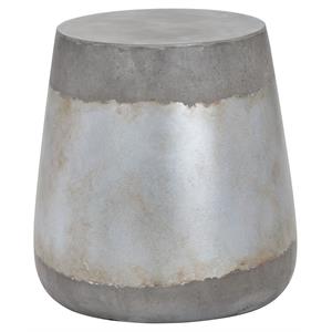 Sunpan Aries 15&quot Round-shaped Modern Concrete Side Table in Silver