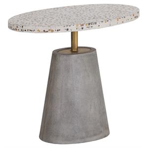 Sunpan Carment 22.75&quot Modern Metal End Table in Gray/Brushed Brass