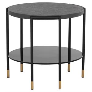 Sunpan Zuma 23.5&quot Modern Concrete and Tempered Glass End Table in Black