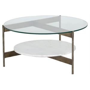 Sunpan Mikayla 30.25&quot Modern Glass and Iron Coffee Table in White