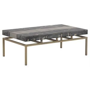 Sunpan Toreno 48&quot Rectangular Modern Metal Coffee Table in Brass