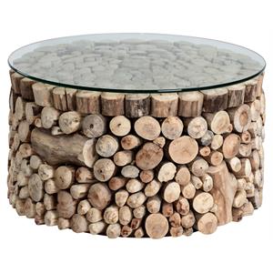 Sunpan Bickford 23.5&quot Round Modern Glass Side Table in Clear