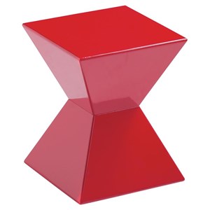 Sunpan Rocco 13.5&quot Modern Fiberglass High Gloss End Table in Red