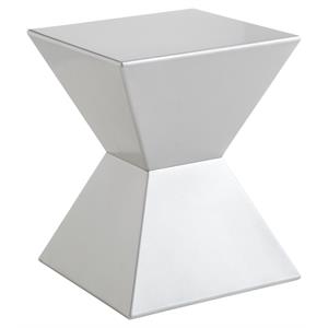 Sunpan Rocco 13.5&quot Modern Fiberglass High Gloss End Table in Silver