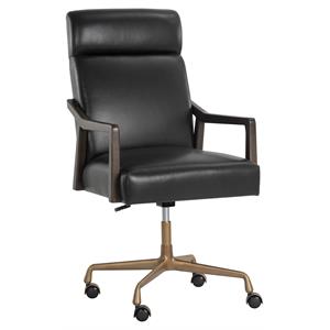 Sunpan Collin 20.5-22.5&quot Modern Leather Office Chair in Cortina Black