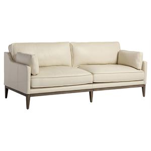 Sunpan Mackenzie 20.5&quot Transitional Genuine Leather Sofa in Astoria Cream