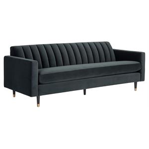 Sunpan Yosi 19.5&quot Modern Fabric Sofa with Espresso Wood Legs in Gray