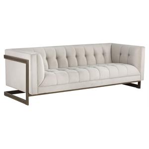 Sunpan Ekon 18&quot Modern Fabric and Steel Sofa in Cream/Rustic Bronze