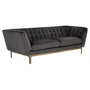 Sunpan Petal 18.5&quot Modern Fabric Sofa with Rustic Bronze Frame in Gray