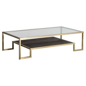 Sunpan Carver 59&quot Rectangular Contemporary Metal Coffee Table in Gold