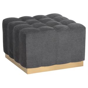Sunpan Amira 26&quot Modern Fabric Ottoman in Polo Club Kohl Gray/Brushed Gold