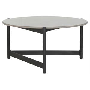 Sunpan Amalfi 26&quot Small Modern Ceramic and Aluminum Coffee Table in Gray