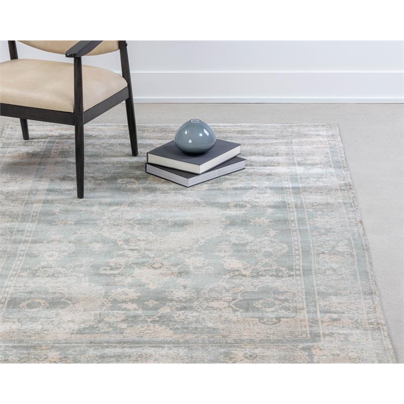 Sunpan Boca 9x12 Traditional Viscose Fabric Hand-Loomed Rug in Neutral Gray