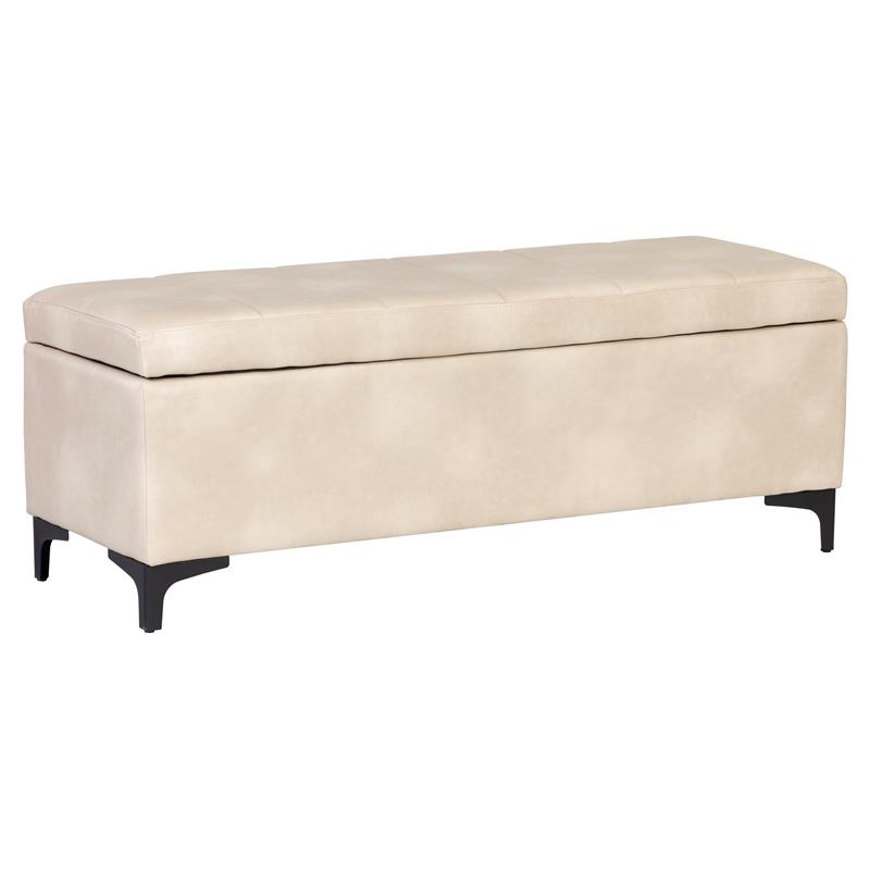 Contemporary Faux Leather Storage Bench, Contemporary Leather Storage Bench