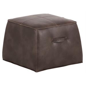 Sunpan Aspen 21&quot Square Modern Faux Leather Ottoman in Havana Dark Brown