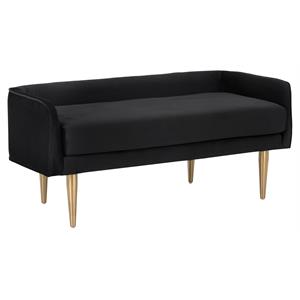 Sunpan Sammy 53&quot Modern Fabric and Stainless Steel Bench in Black Sky