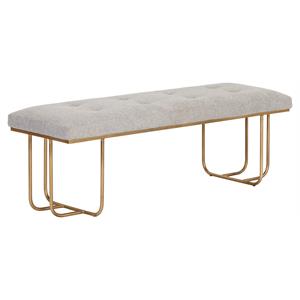 Sunpan Maverick 55.25&quot Modern Fabric and Iron Bench in Belfast Heather Gray