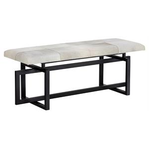 Sunpan Pilar 52&quot Rectangular Transitional Cowhide Leather Bench in Gray