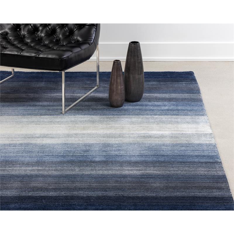 Sunpan Lagos 9x12 Modern Viscose Fabric Hand-Loomed Rug in Blue